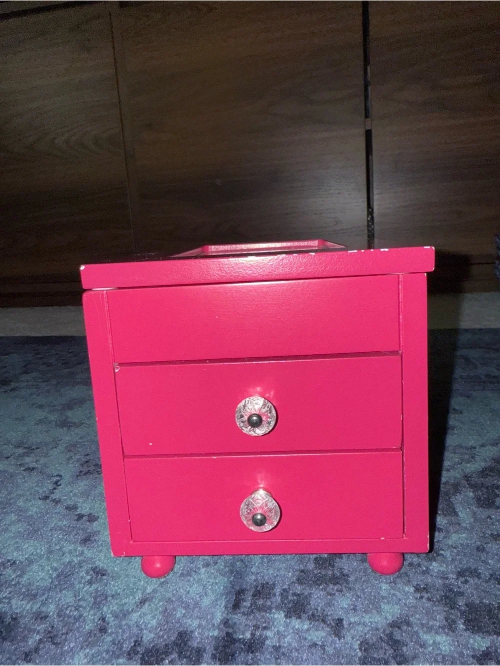 Vintage Y2K Xhilaration Hot Pink Wooden Jewelry Box Organizer
